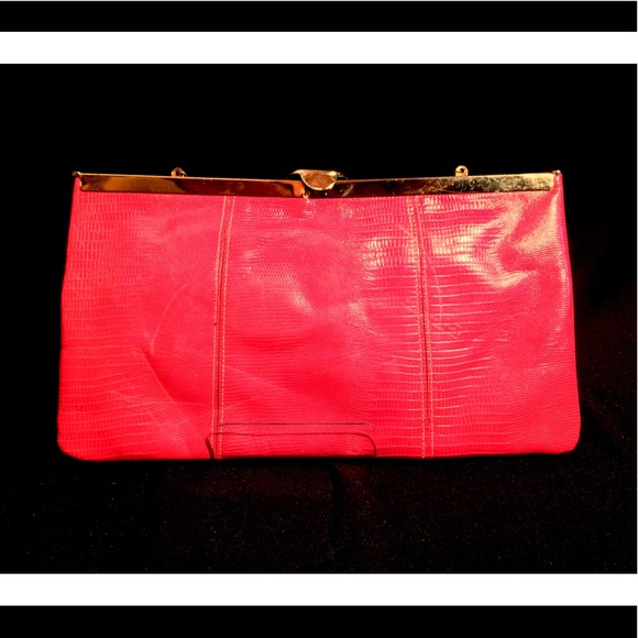 VTG* ETRA CLASSIC RED LEATHER CLUTCH CHAIN PURSE - Picture 2 of 7